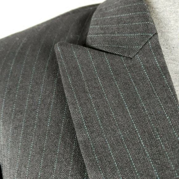 Evan-Picone Blazer Size 6P Charcoal & Teal Stripe - Picture 8 of 11